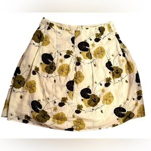 Royal Robbins Cream Floral Midi Skirt with Olive and Black Print